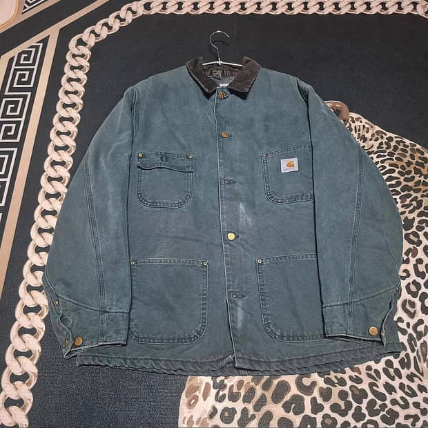 90's 칼하트 OG 블랭킷 라인드 초어 코트 자켓 L 헌터 그린