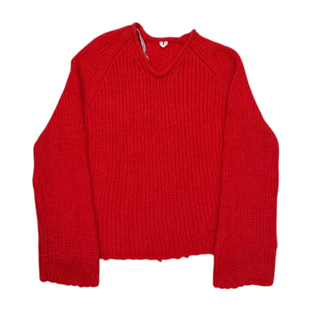 아르켓 루즈 울 모헤어 니트 레드 S