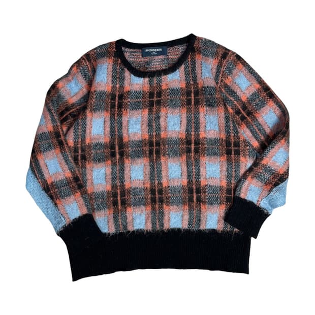[PHINGERIN] 핑거린 체크 모헤어 니트