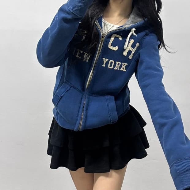 아베크롬비 y2k 올드스쿨 스웻 후드집업 희귀져지(S)