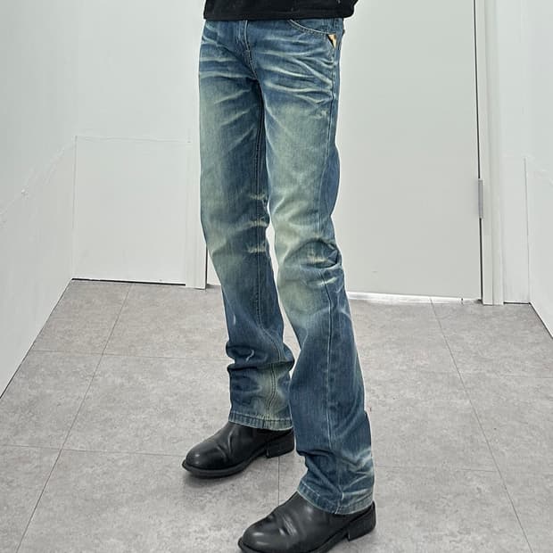 Vintage leather point fade jeans 