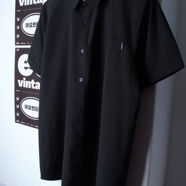 (L-XL) 밀레 반팔셔츠 남방 골프 기능성 블랙 폴리-H34102