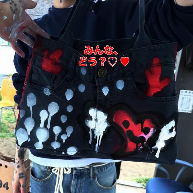 핸드메이드 드로잉 빈티지 토트백