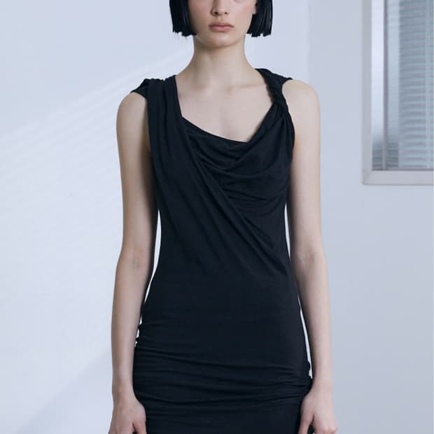 VOONT Twist Drape Slim Mini Dress