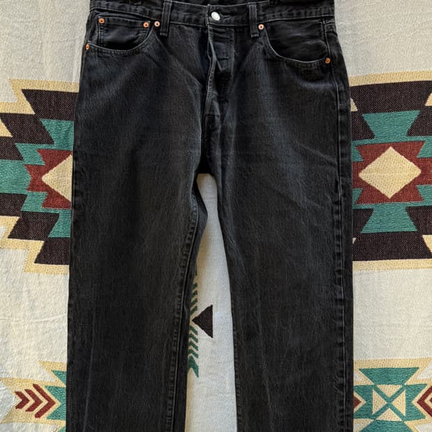 리바이스 501 흑청 36/34 버튼플라이
