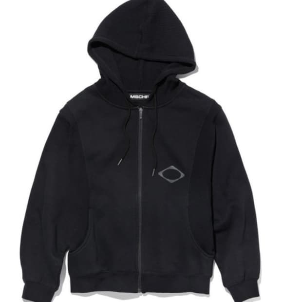 미스치프 와플 후드집업 (블랙) PANELED WAFFLE HOODIE