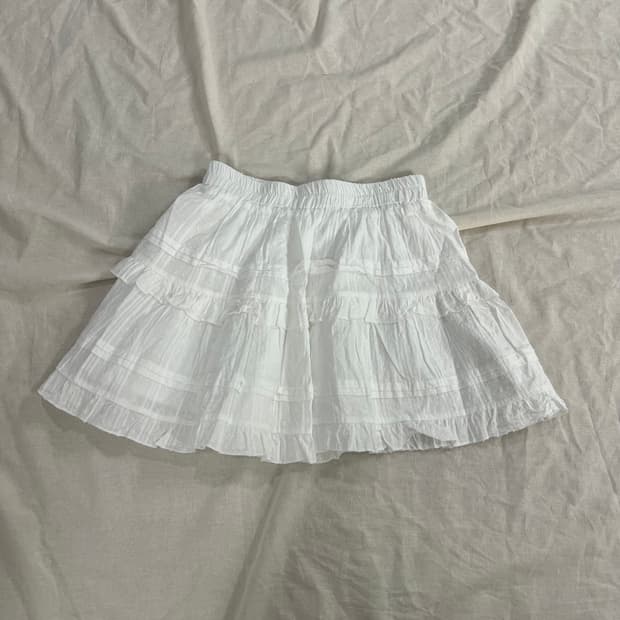 모리걸 하구미 화이트 캉캉 프릴 미니 스커트