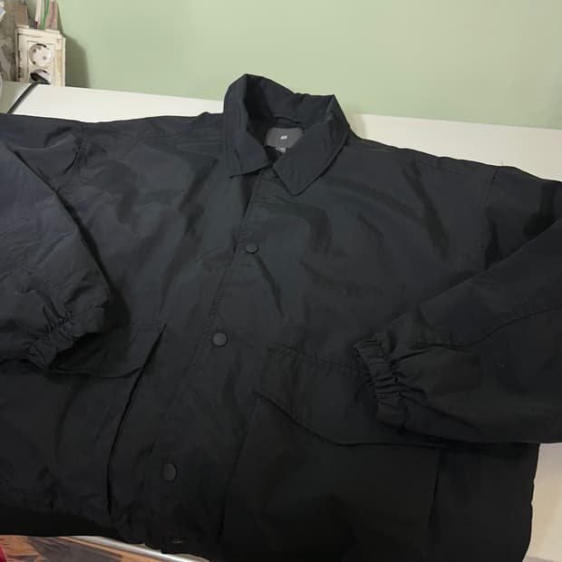 XL 흐앤므 H&M 블랙 오버핏 투포켓 버튼 바람막이 자켓