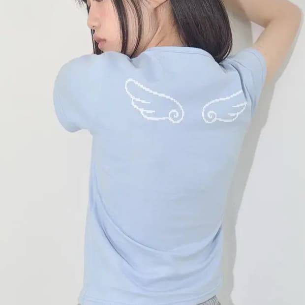 팬시클럽 엔젤 마크 크롭 티