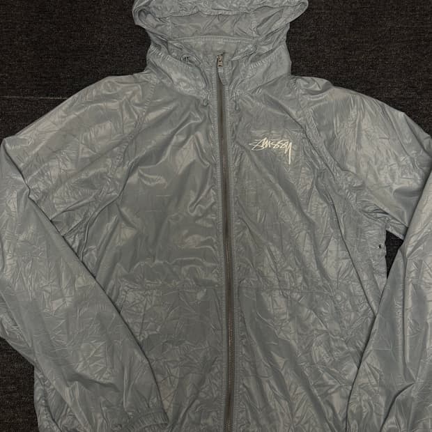 [L] 스투시 비치 쉘 링클 나일론 자켓 슬레이트