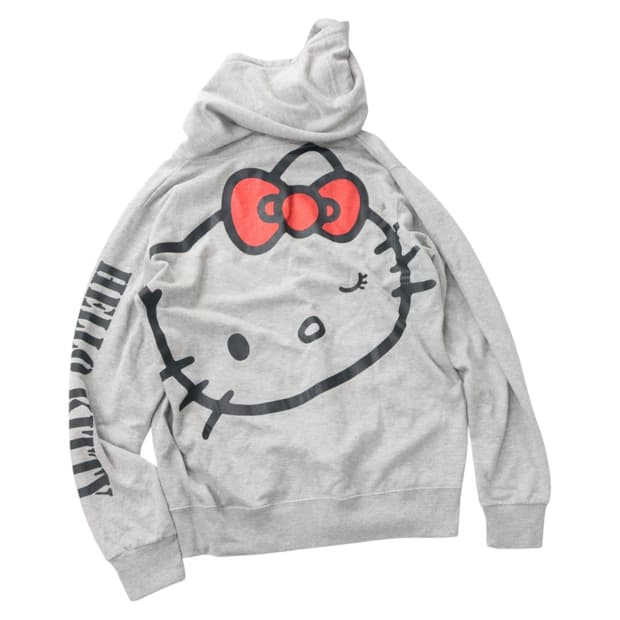 헬로키티 빈티지 빅로고 윙크 그레이 후드 집업 (L)