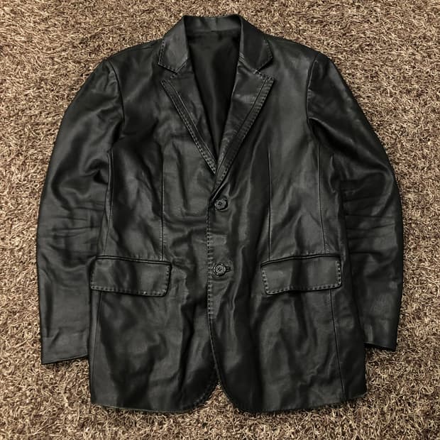 빈티지 양가죽 스티치 블레이저 레더 가죽 자켓