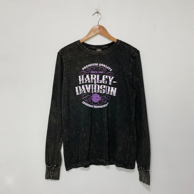 할리데이비슨 빈티지 워싱 레터링 프린팅 롱슬리브 y2k 남녀공용