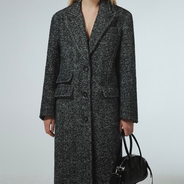 커렌트 와이드 라펠 롱 코트 2