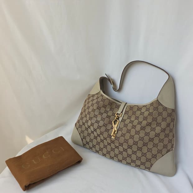 [정품 GUCCI] 구찌 GG 캔버스 재키백 호보 숄더백