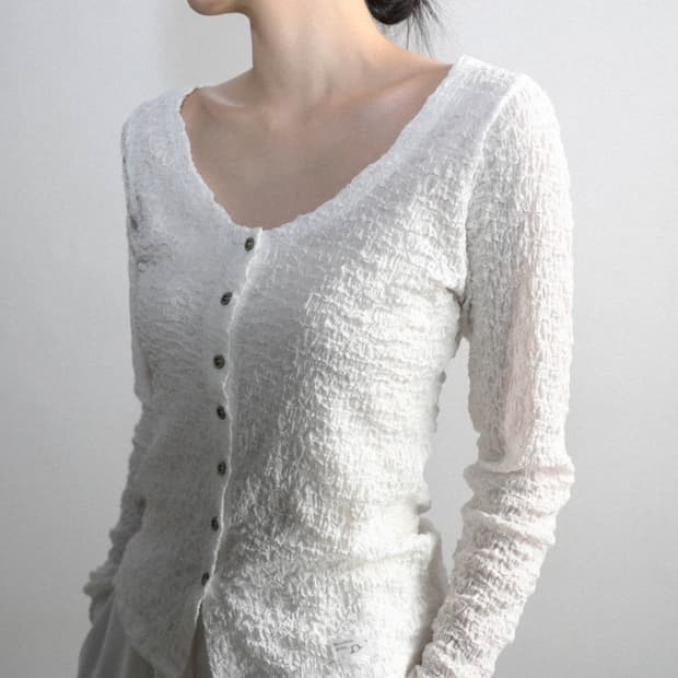 매고렌 서울 Boho 크링클 가디건 화이트