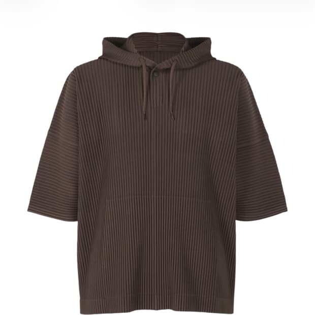옴므 플리세 이세이 미야케 후드 아노락 다크 브라운 