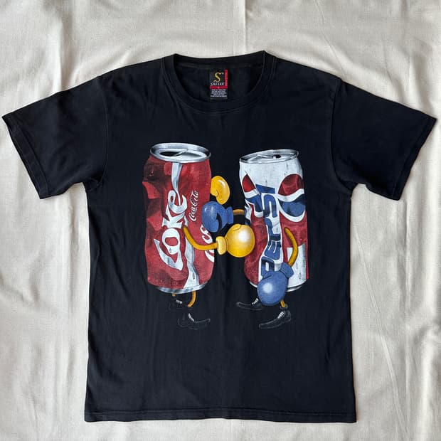 코카콜라 vs 펩시 복싱 그래픽 반팔 티셔츠 블랙 L