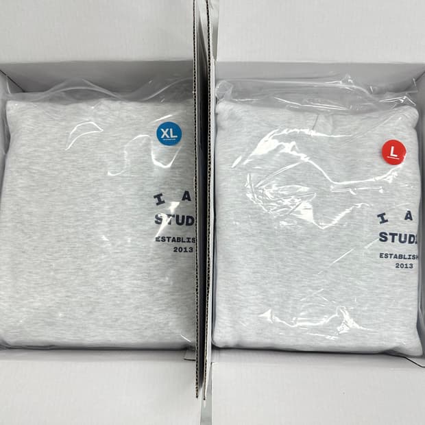 아이앱 스튜디오 25 라이트 그레이 후드티 L/XL 사이즈 새상품 판매