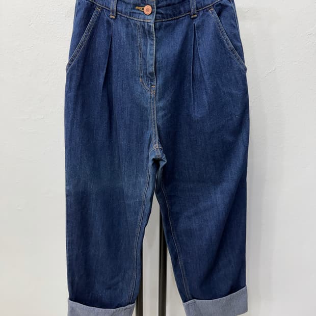 정품) 럭키슈에뜨 밴딩 롤업 데님 팬츠 36