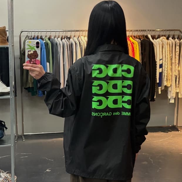 꼼데가르송 CDG 네온그린 나일론 코치자켓 A3208