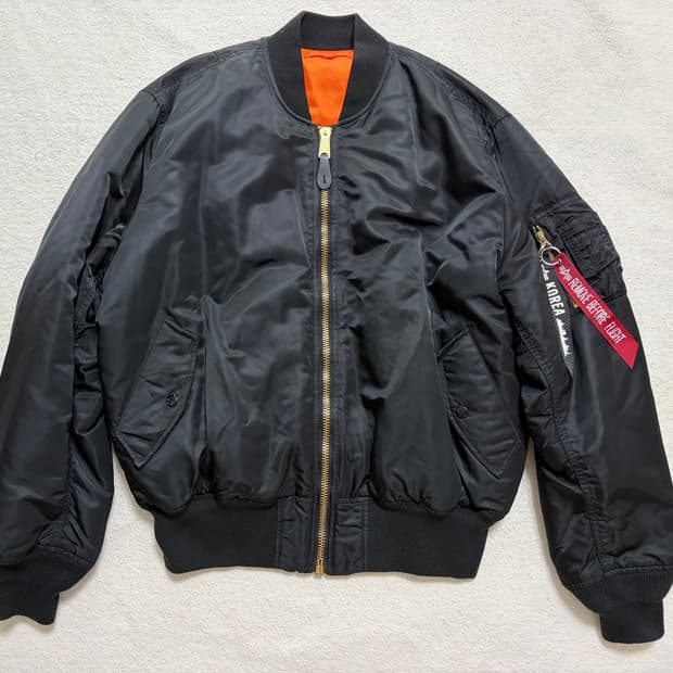 [XL] 알파인더스트리 MA-1 플라이트 봄버 자켓 레귤러핏 (블랙)