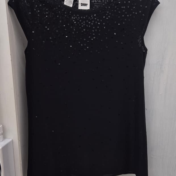 DKNY sequined mesh blouse