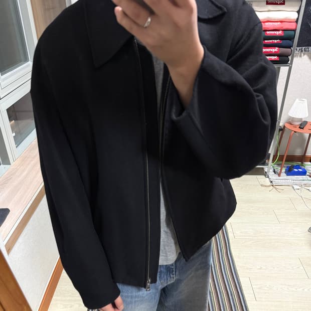 쿠어 울 캐시미어 블루종 자켓