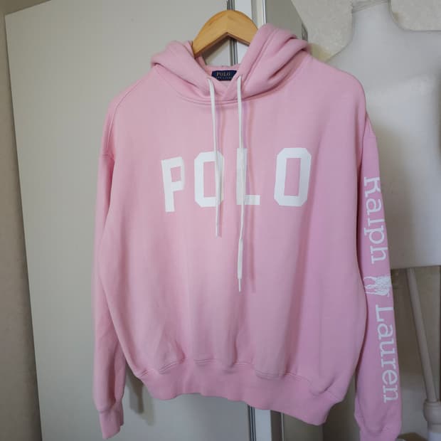 폴로 랄프로렌 핑크 기모 후드티