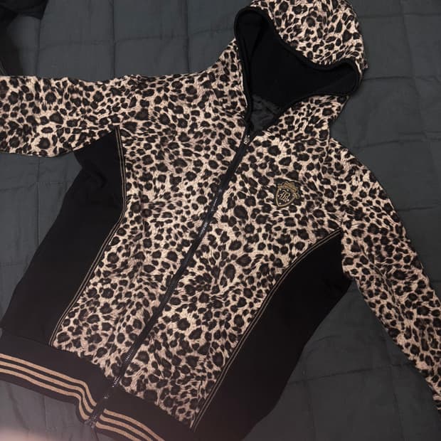 빈티지 갸루 레오파드 후드집업 