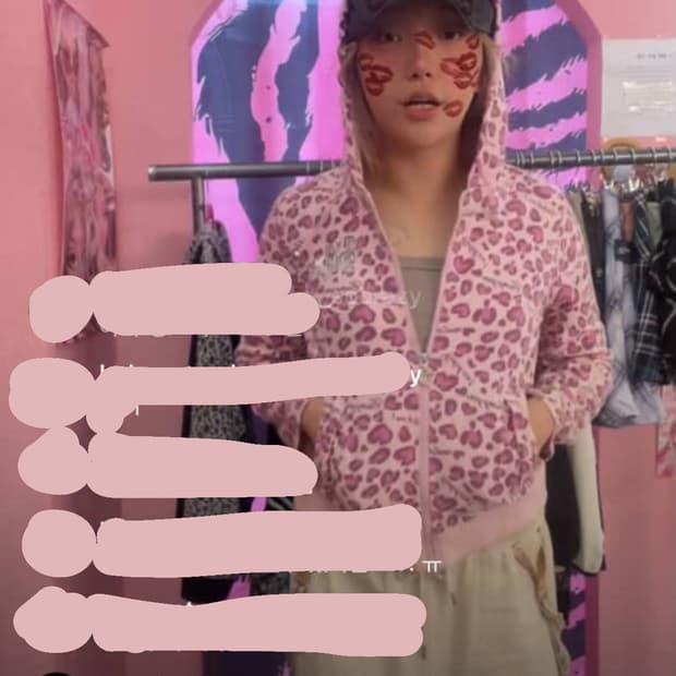 팝걸빈티지 갸루 핑크 호피 후드집업 