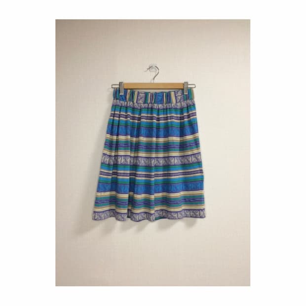 titicaca 티티카카 블루 에스닉 프린팅 밴딩 스커트