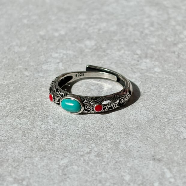 Oribell 에스닉 스톤 925실버 오픈링 반지