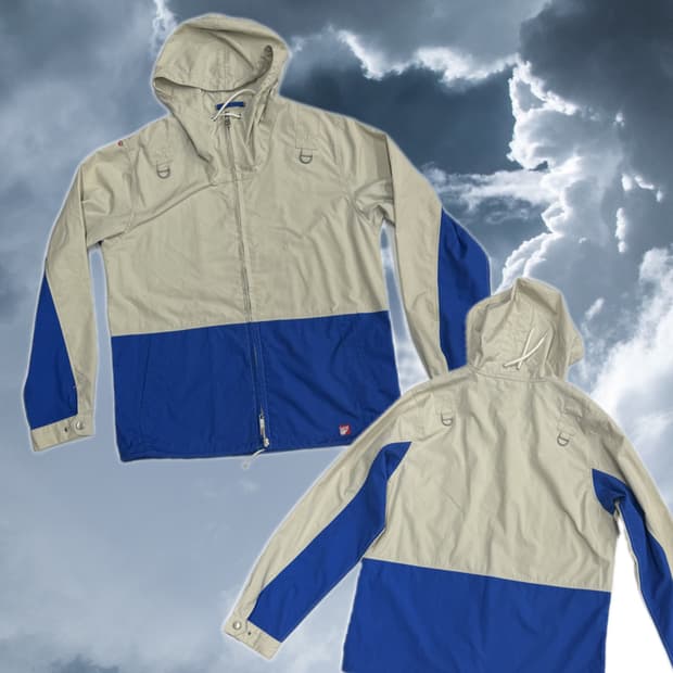 TYR 시티보이 올드스쿨 스트릿 블루 베이지 봄버 자켓 후드 집업 코튼