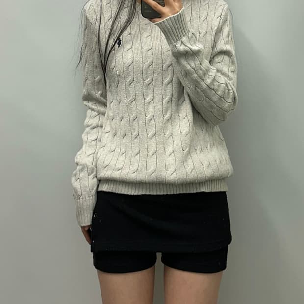 폴로 랄프로렌 신형 그레이 꽈배기 니트