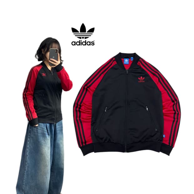 아디다스 파이어버드 슈퍼스타 검빨 트랙탑 져지