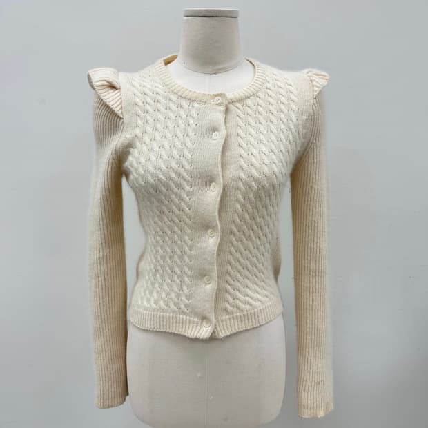 Angora shoulder frill cardigan