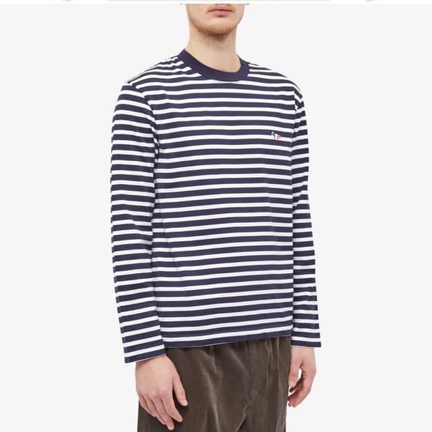 메종키츠네 트리컬러 폭스 패치 스트라이프 롱슬리브 (정식수입)