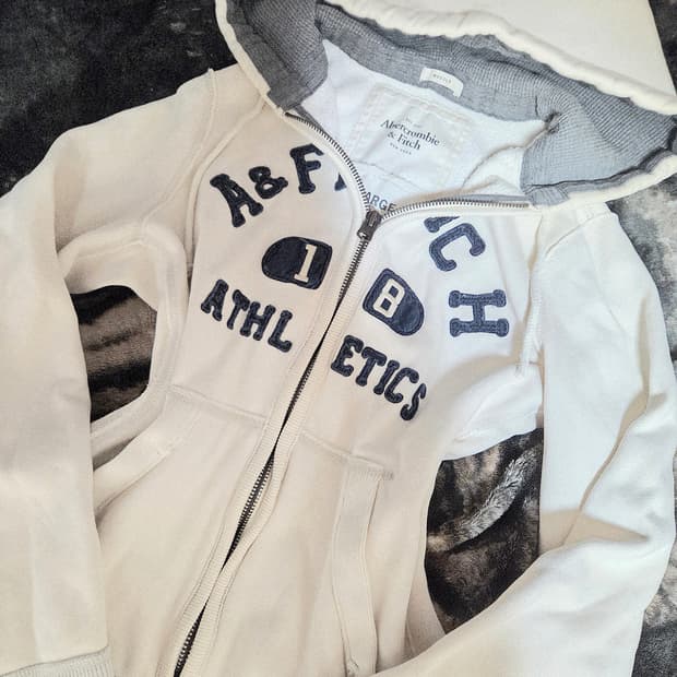 아베크롬비 화이트 후드집업 XL