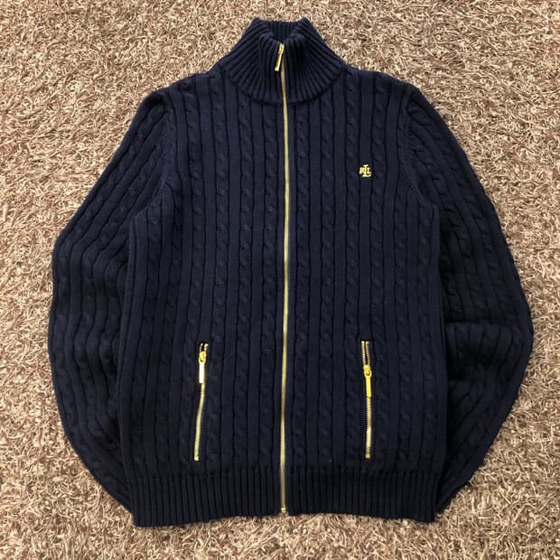 로렌 랄프로렌 네이비 니트 집업 자켓