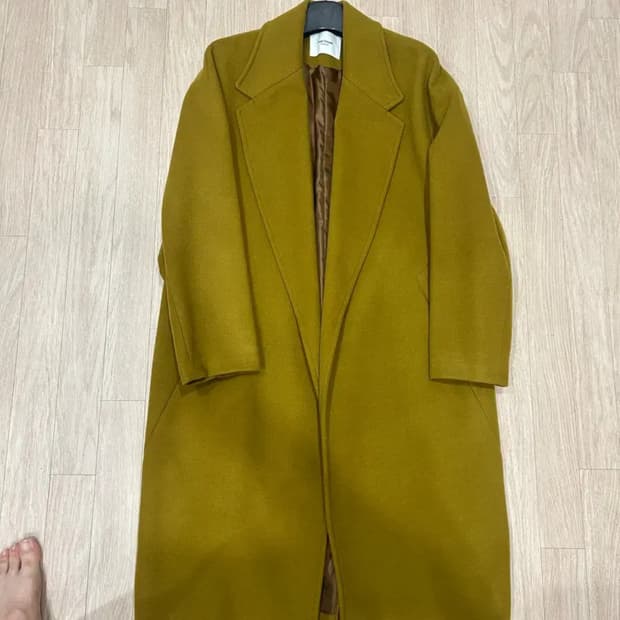 벨트 로브 싱글 코트 카키 옐로우 L