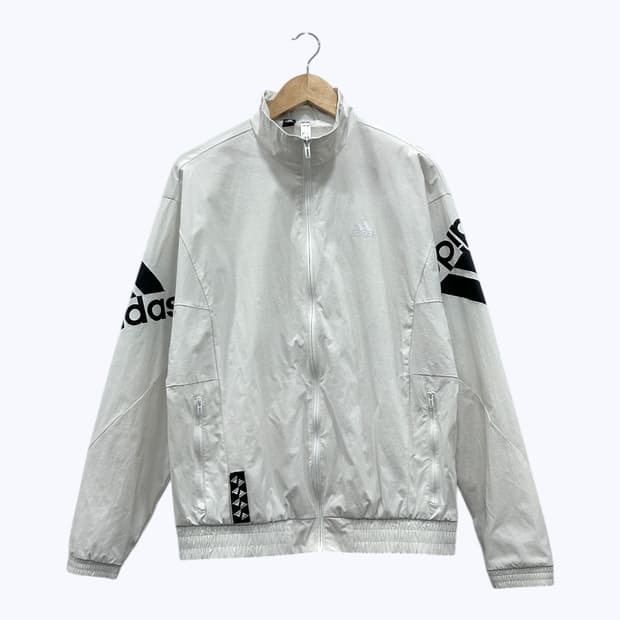 아디다스 빅 로고 바람막이 우븐 집업 자켓 오버핏 아이보리