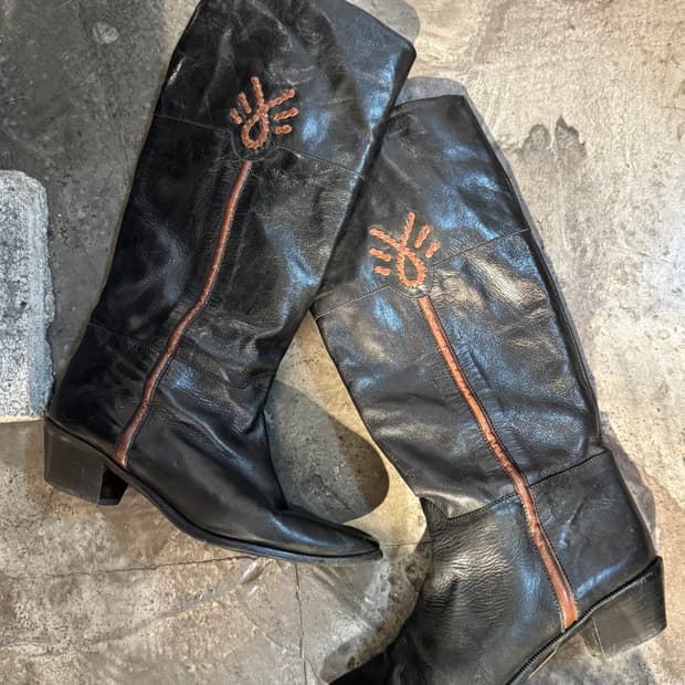 Oswald black embroidered symbol boots