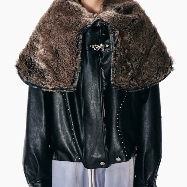 YEEL FOLD-OUT HOODIE SHAWL FUR JACKET