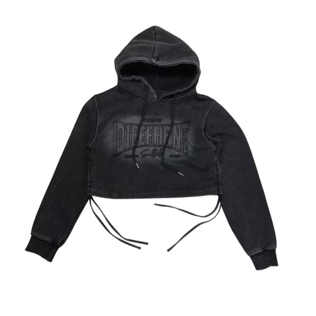 VINTAGE 빈티지 워싱 크롭 후드 티셔츠