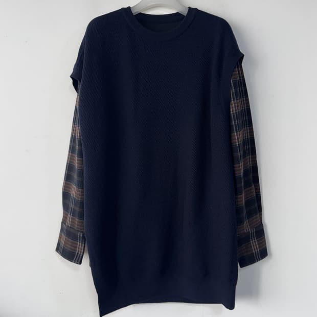 타임옴므 텍스처 블록 니트 셔츠