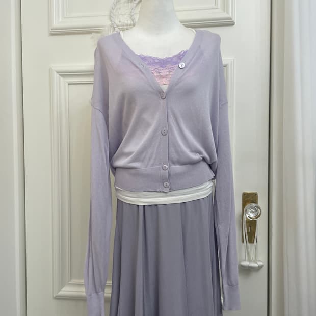 lavender basic cardigan&pink lavender la