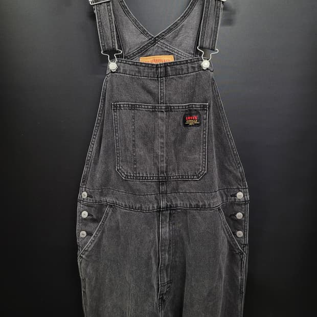 리바이스 빈티지 흑청 와이드 데님 오버롤 점프슈트