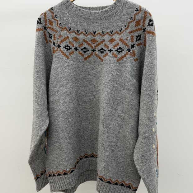 캐피탈 5G 울 엘보 마리아 무늬 노르딕 크루 스웨터3(민트급)