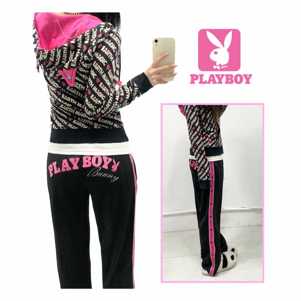 [PLAY BOY] 플레이보이 갸루 핑크 스웻 팬츠